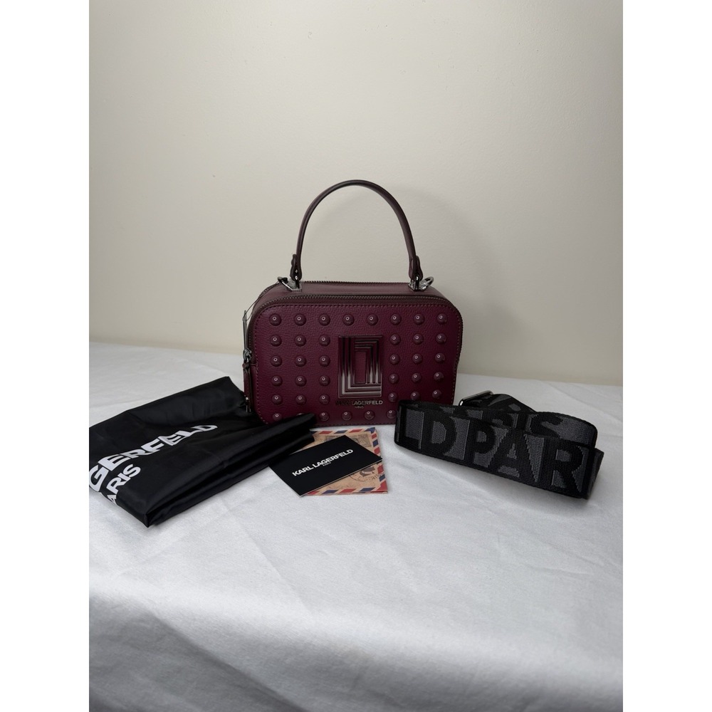 Karl Lagerfeld Paris Pebbled Crossbody Handbag Color IGY Barlio Wine NWT